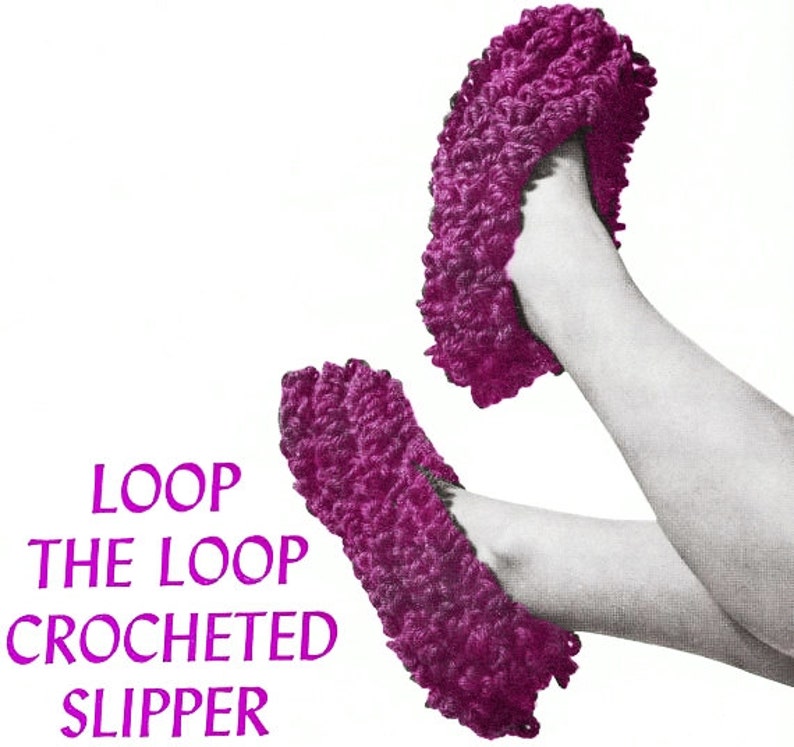 Vintage Crochet Loop Slippers Floppy Slippers Dust Mop Etsy