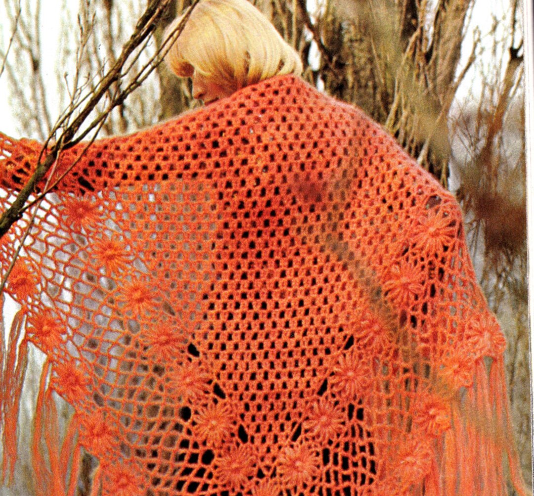 Crochet Mohair Shawl Pattern Vintage 70s Crochet Poncho Etsy