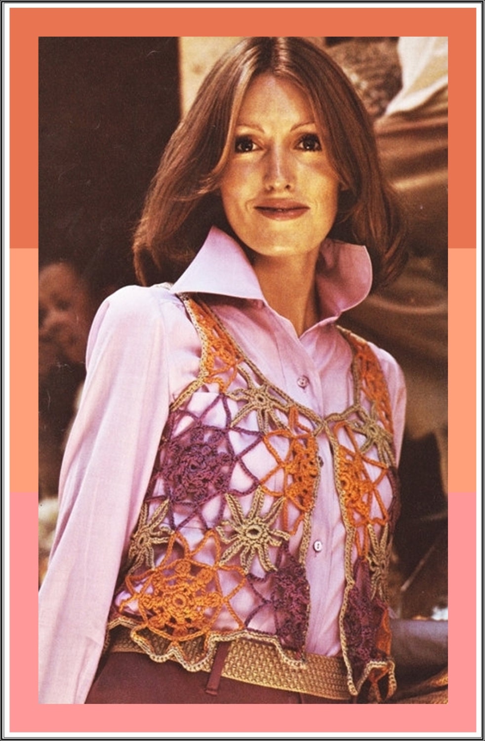 Corchet Pattern Motif Vest Sweater  Vest Vintage Etsy