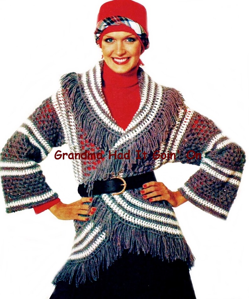 Circle Wrap Crochet Cardigan Vintage Crochet Sweater Etsy