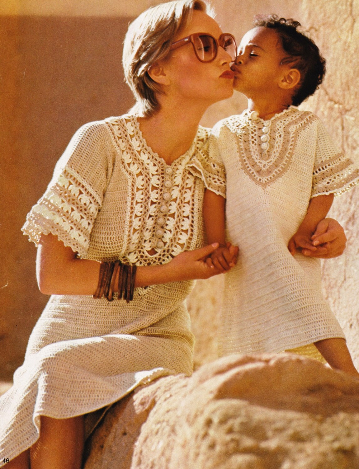 Vintage Crochet Pattern Caftan Dress Mother Daughter Set Etsy