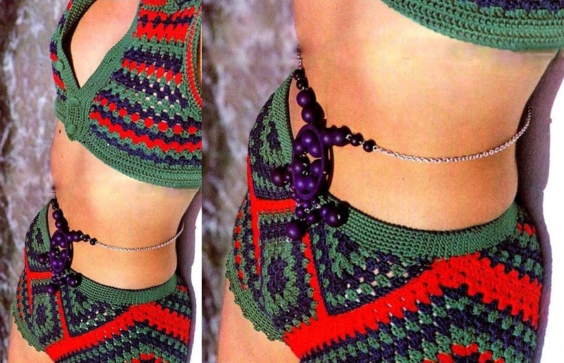 Crochet Bikini Pattern  Shorts and Cropped Top Play Suit image 0