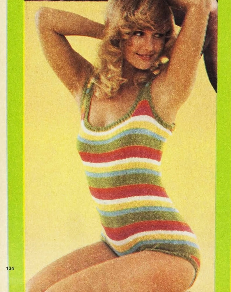 Vintage 70's Chevron Bathing Suit KNITTING PATTERN One Etsy