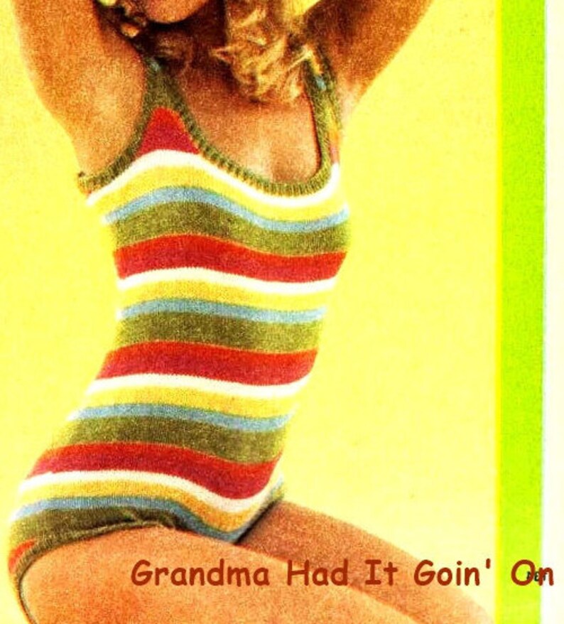 Vintage 70's Chevron Bathing Suit KNITTING PATTERN One Etsy