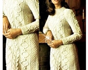 KNITTING PATTERN Aran Sweater Dress 
