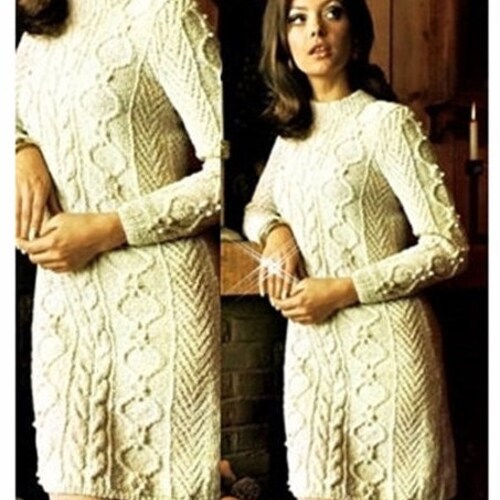 KNITTING PATTERN Aran Sweater Dress Cable Dress Vintage - Etsy