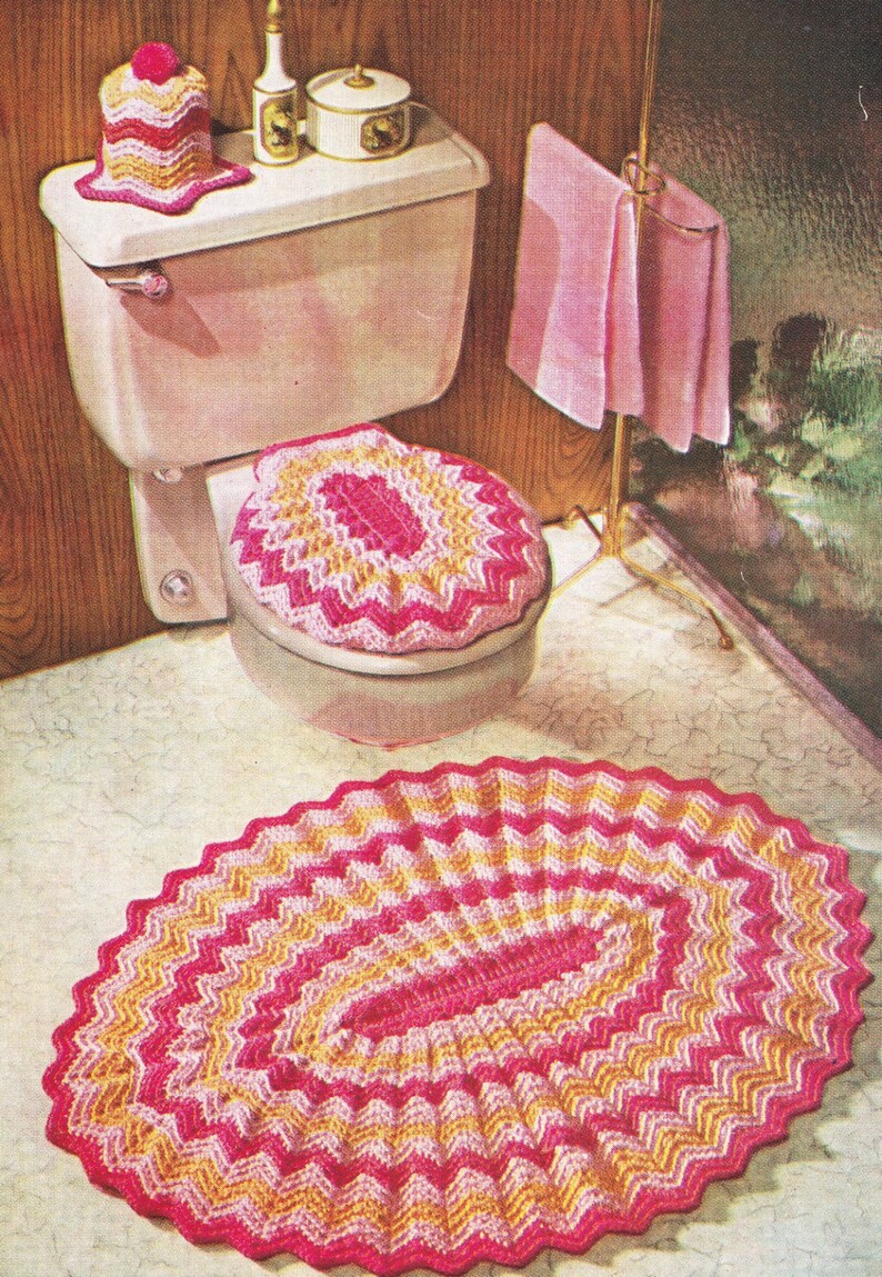 Vintage Bathroon Set Crochet Pattern Bathroom Toilet Cover Etsy