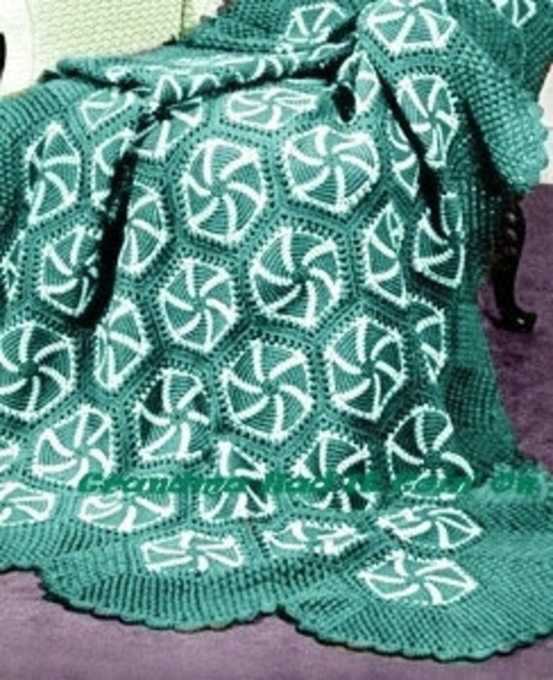 CROCHET PATTERN Vintage Pin Wheel Afghan Throw Blanket Etsy