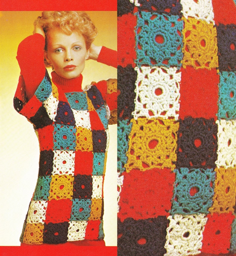 CROCHET Sweater Top PATTERN Granny Squares Kimono Sleeves Etsy