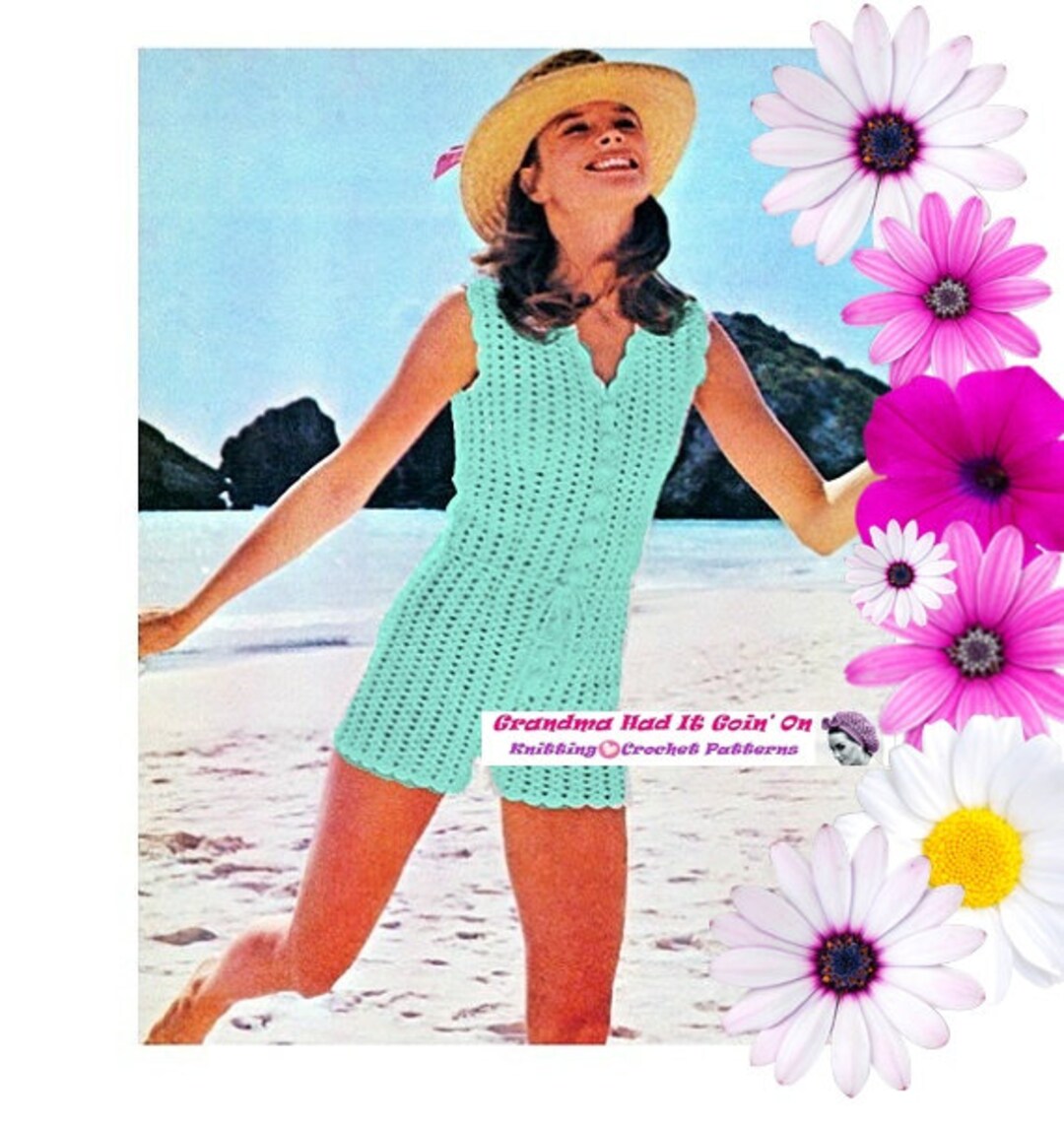 Vintage Crochet Pants Summer Playsuit Shorts Pattern PDF Etsy