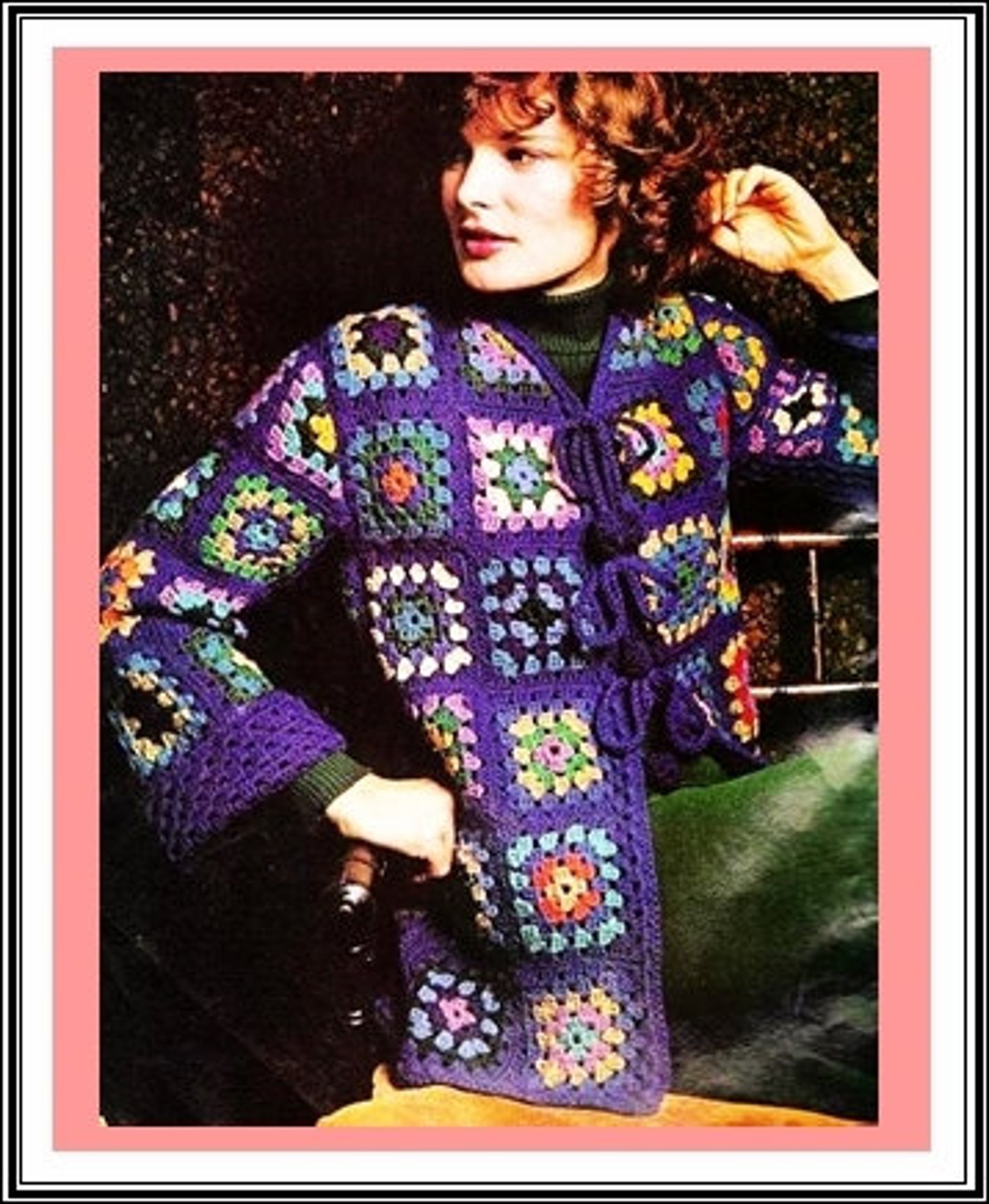 Crochet Pattern Granny Squares Jacket Wrap Coat 1970s Retro Etsy