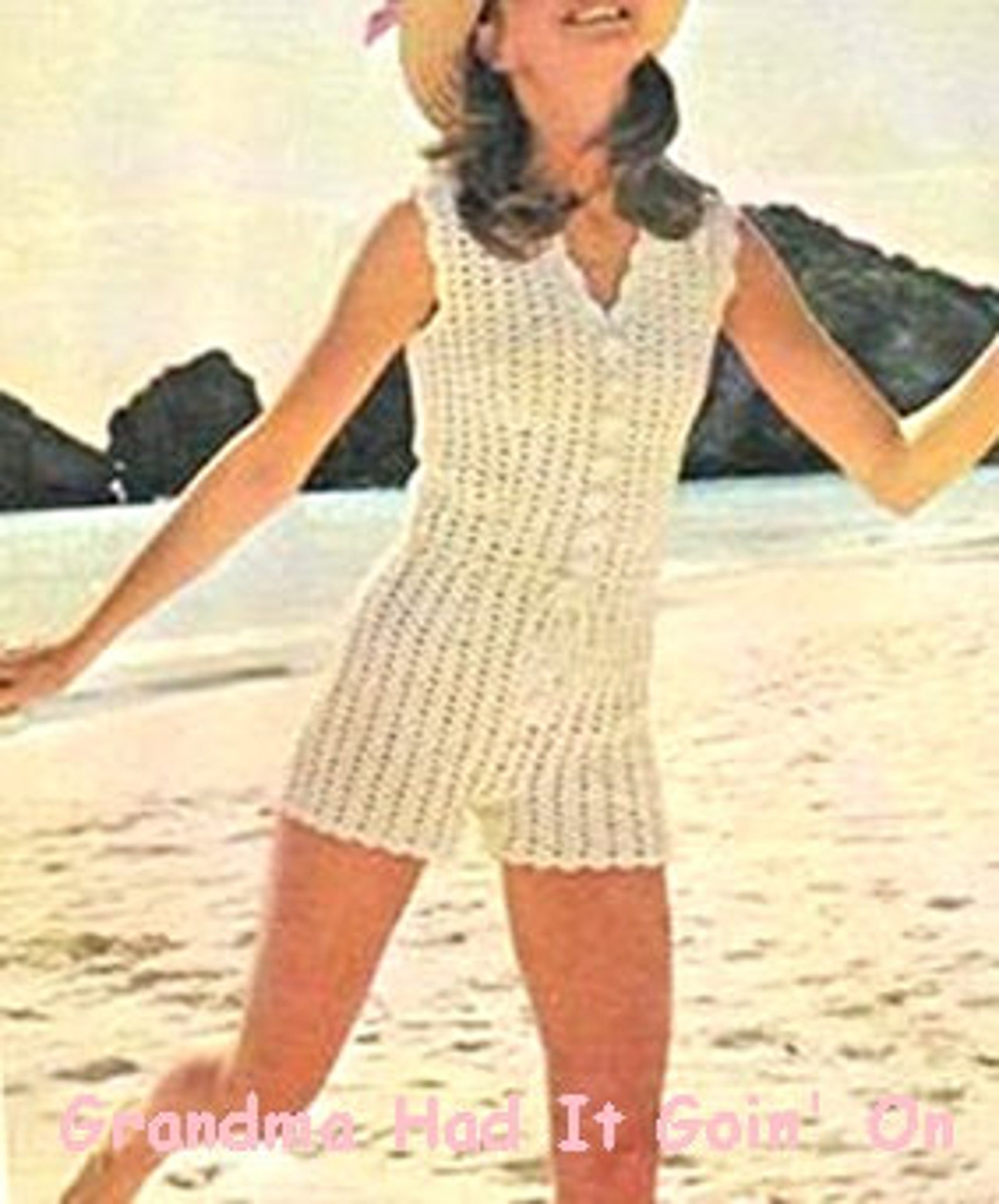 Vintage Crochet Pants Summer Playsuit Shorts Pattern PDF Etsy