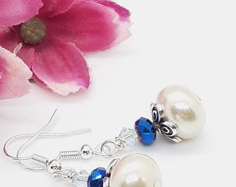 White Pearl Dangle Earrings, Pearl Wedding Earrings, Bride's Wedding Earrings, Gift Under 30