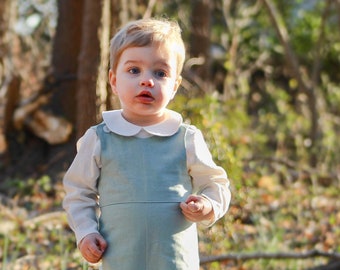 Little Boys Off White Peter Pan Collared shirt, Toddler Boys Vintage Shirt, Baby Boys Linen Dress Shirt, Wedding Easter Ring Bearer Baptism