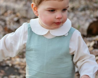 Little Boys Off White Peter Pan Collared shirt, Toddler Boys Vintage Shirt, Baby Boys Linen Dress Shirt, Wedding Easter Ring Bearer Baptism