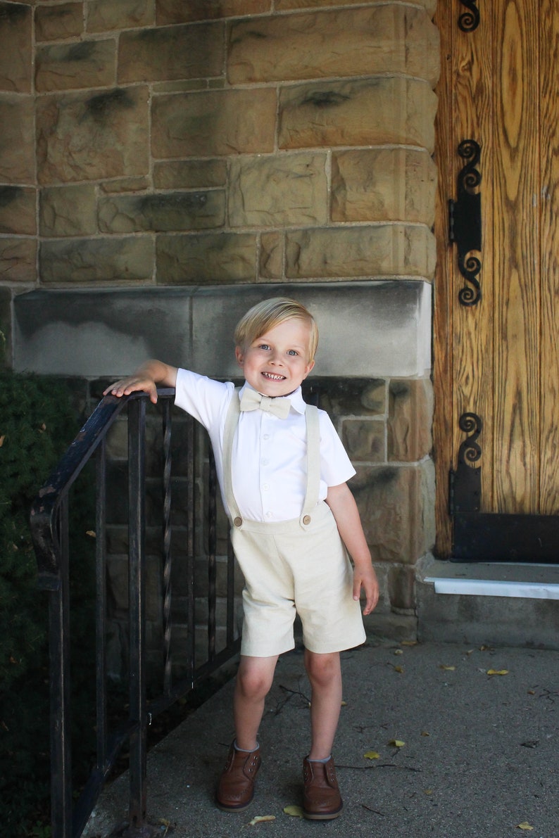 Vintage Style Toddler Boys Suspender Shorts Khaki Little Boys Etsy