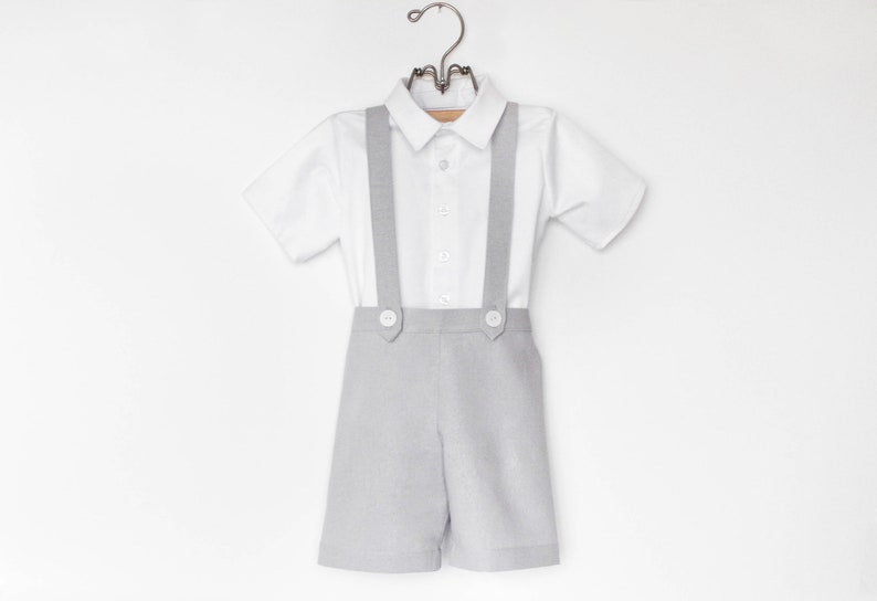 Vintage Style Toddler Boys Suspender Shorts Gray Little Boys Etsy