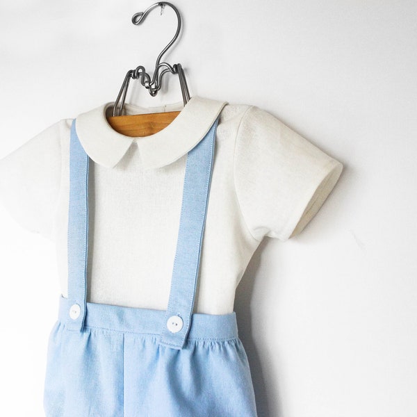 Little Boys Light Blue Vintage Style Outfit, Toddler Boys Wedding Outfit, Baby Boys Easter Outfit, Ring Bearer Outfit, Romper Outfit