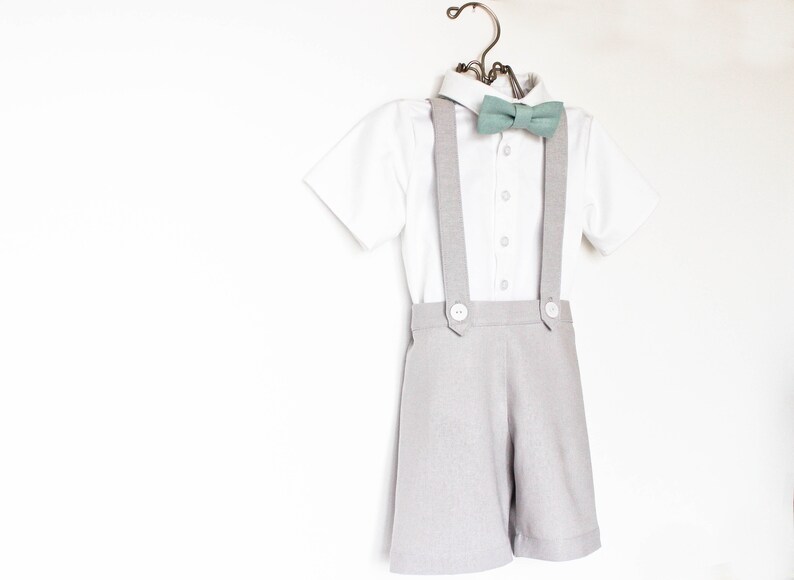 Vintage Style Toddler Boys Suspender Shorts Gray Little Boys Etsy