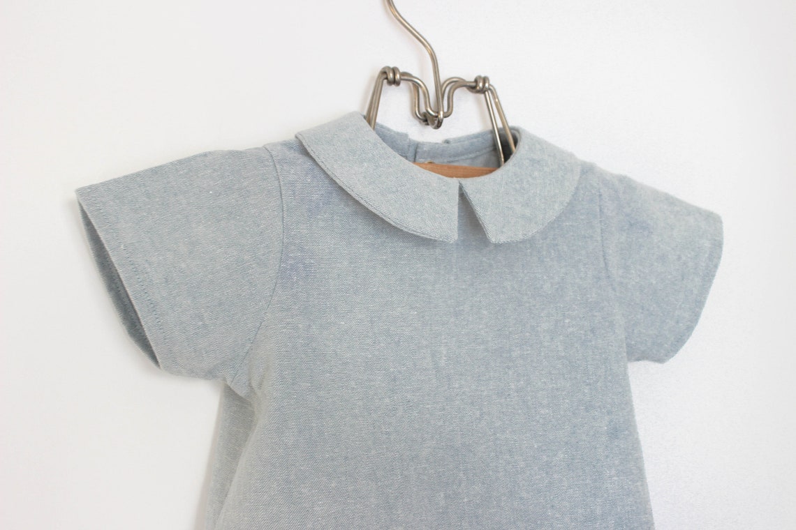 Blue Vintage Style Baby Boys Linen Dress Shirt Classic Peter Etsy