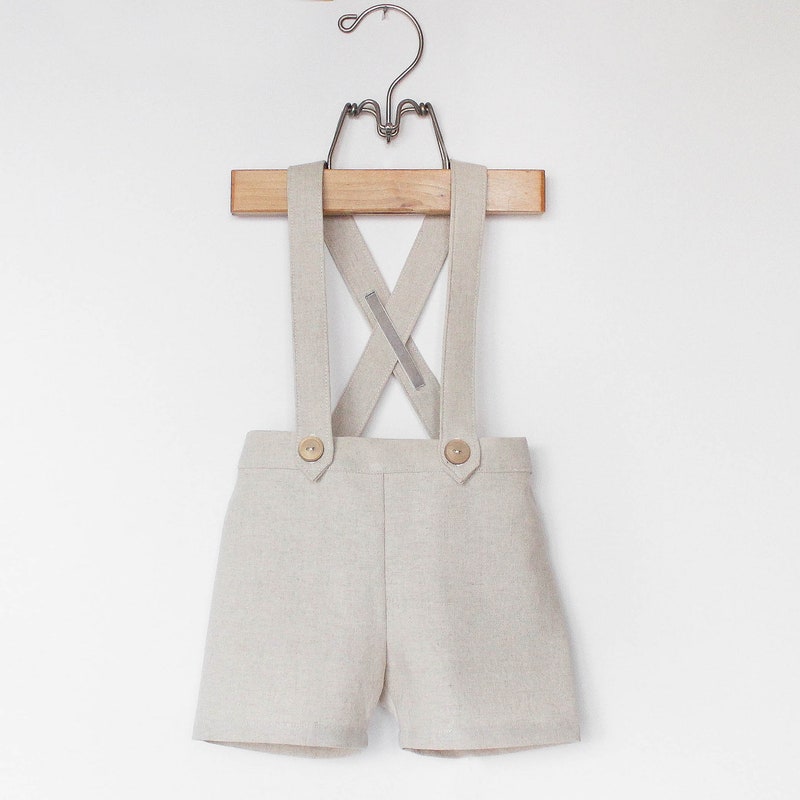 Luli & Me Boys Winterberry Cord Suspender Shorts Set - Tan main image 1