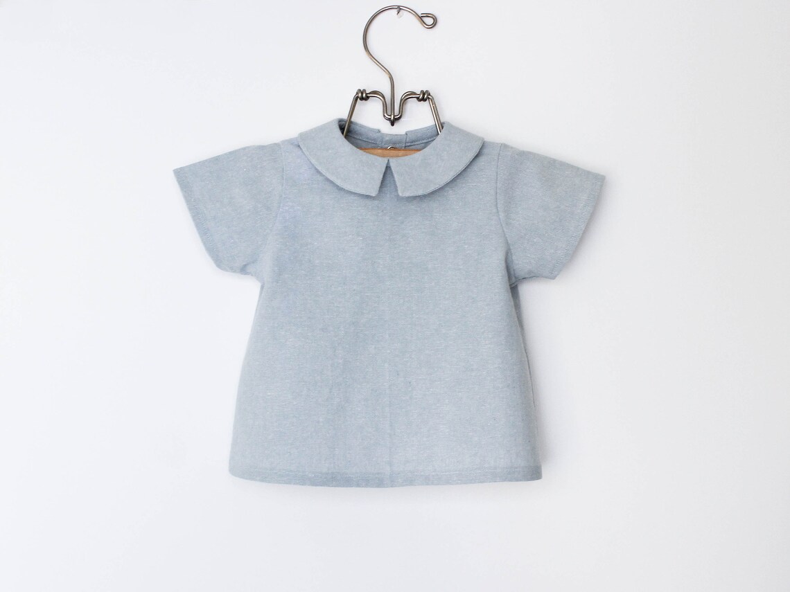 Blue Vintage Style Baby Boys Linen Dress Shirt Classic Peter Etsy