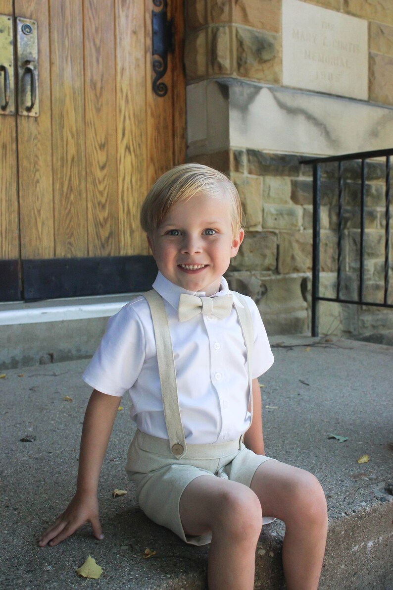 Vintage Style Toddler Boys Suspender Shorts Khaki Little Boys Etsy