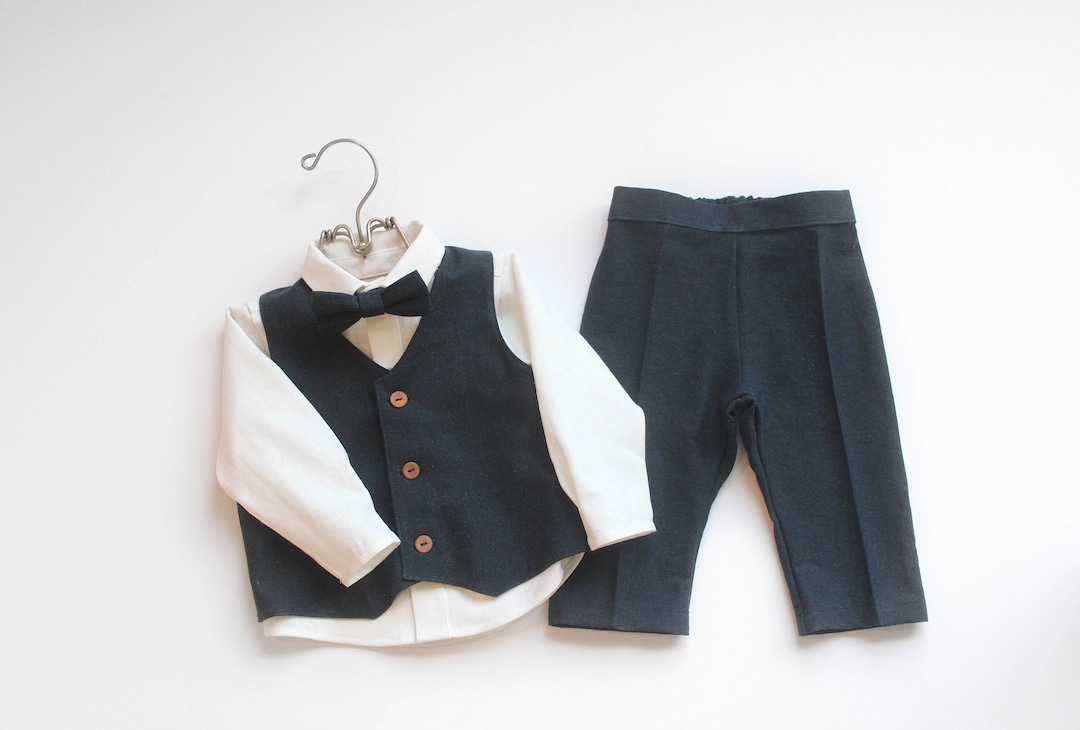 Little Boys Navy Blue Vintage Style Outfit, Toddler Boys Wedding Outfit