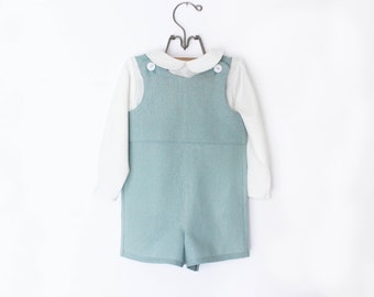 Little Boys Mint Blue Vintage Style Outfit, Toddler Boys Wedding Outfit, Baby Boys Easter Outfit, Ring Bearer Outfit, Romper Outfit