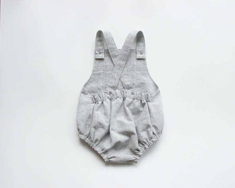 Gray Linen Baby Boys Romper Boys Vintage Style Romper Etsy