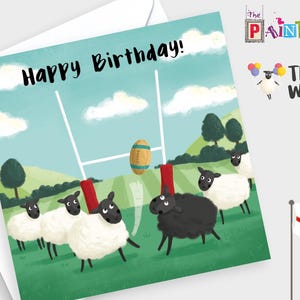 Happy Birthday - The woolies sheep playing Rugby