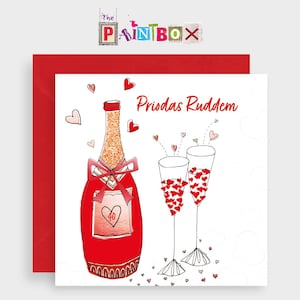 Priodas Rudden « Ruby Wedding Anniversary » - Bouteille et verres