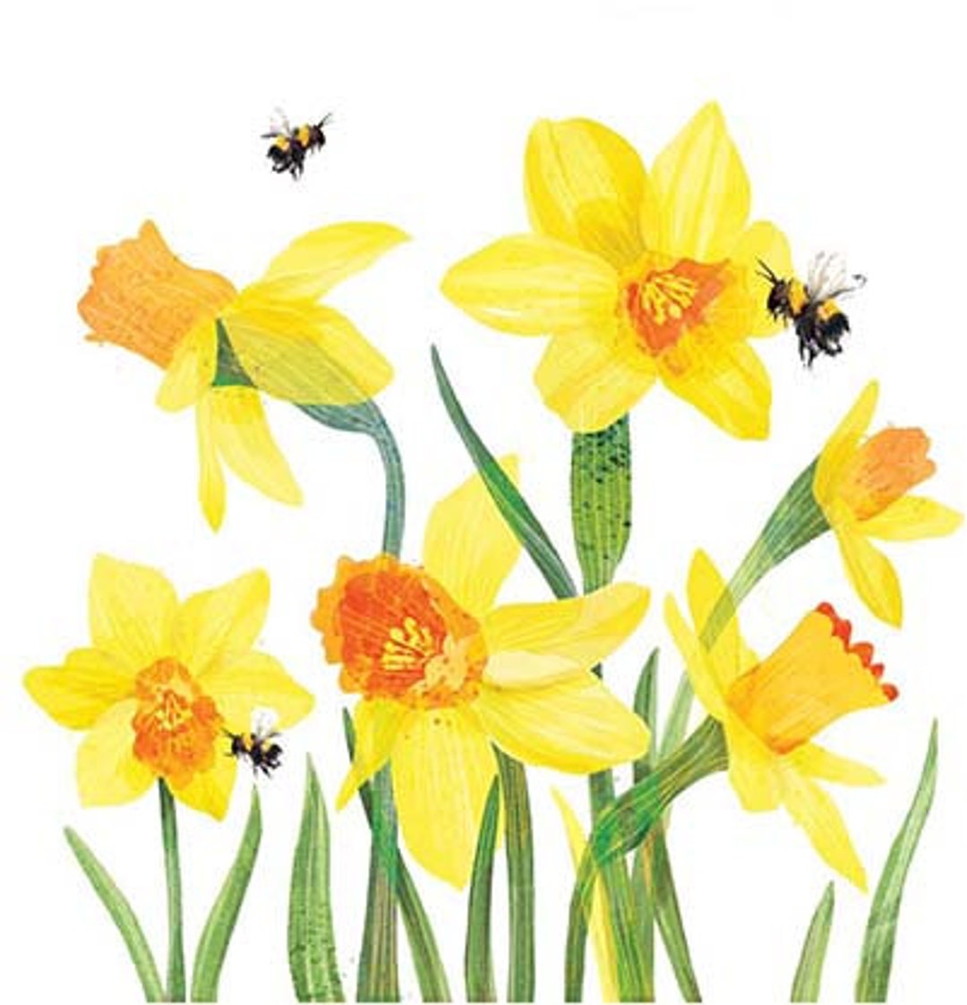 Daffodil and Bees Etsy