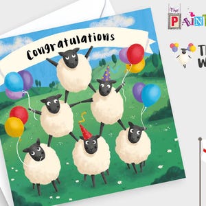 Félicitations (The Woolies Sheep) avec des ballons