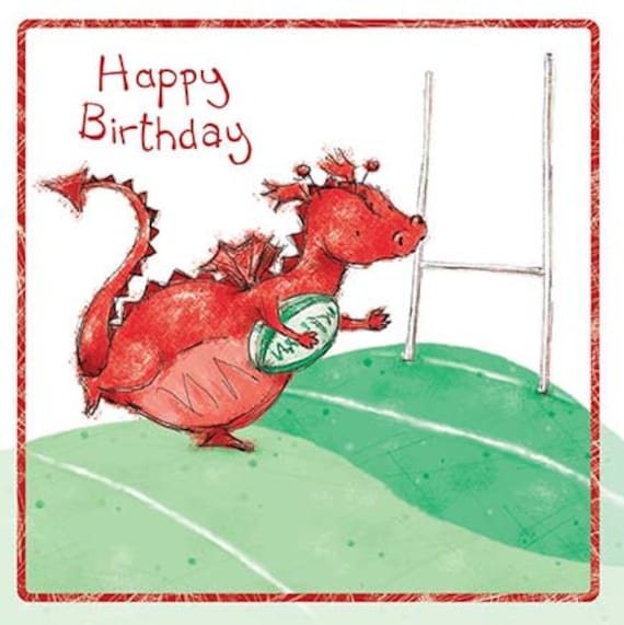 Happy Birthday Delwyn the cute Welsh Dragon | Etsy