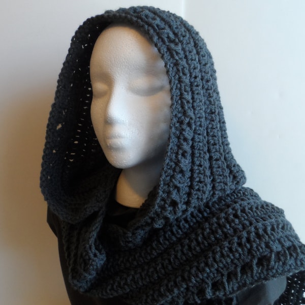 Écharpe à capuche, MOTIF AU CROCHET, téléchargement PDF, modèle scoodie, écharpe à capuche, longue écharpe d'hiver, modèle au crochet facile, taille adulte moyenne