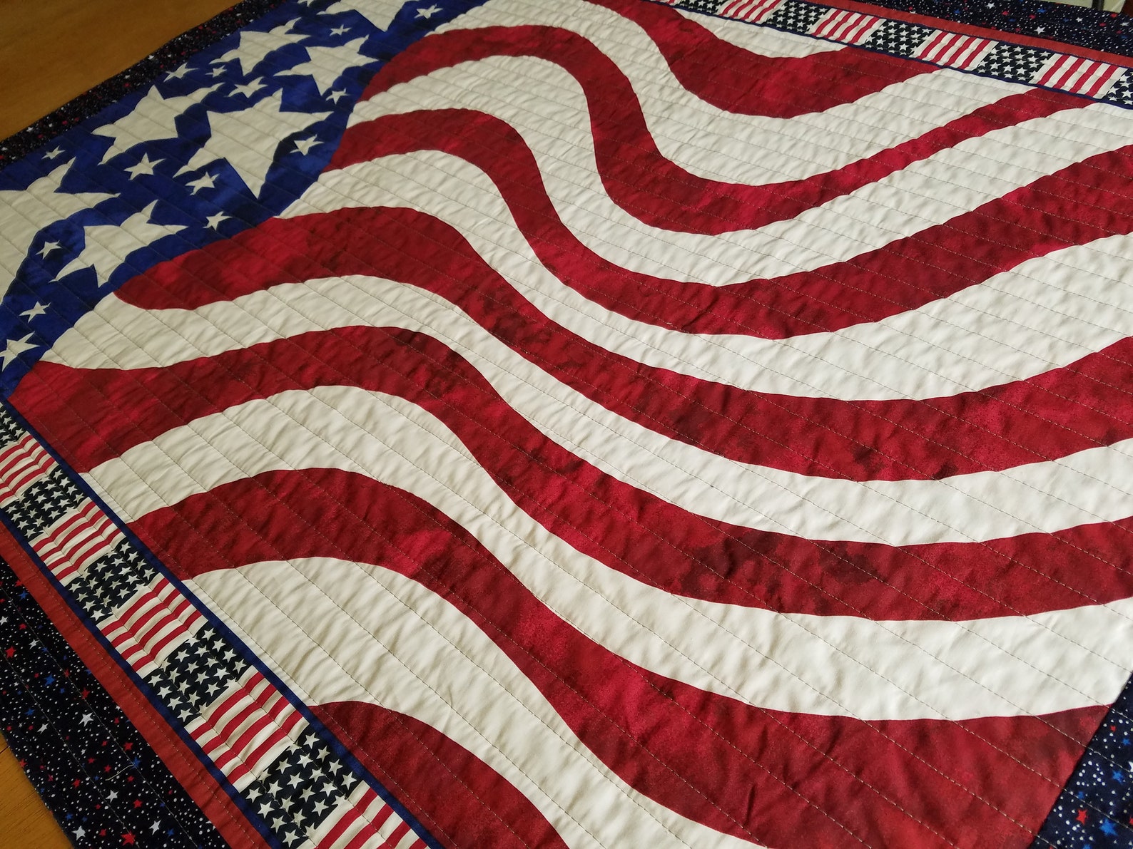 American flag wall hanging quilted patriotic wall quilt waving Etsy