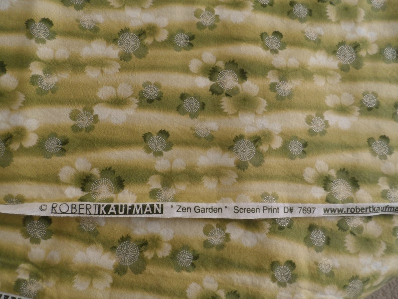 Quilting fabric Asian print Robert Kauffman Zen Garden D7697 olive green floral print half yard cut destash fabric remnant remnant