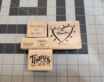 Thank you stamps, Stampin Up rubber mounted stamps, card making or scrapbooking supply stamp destash