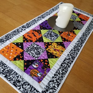 Quilted Halloween Table Runner: Patchwork Table Topper, Handmade Decor