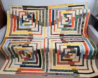 Modern geometric bed quilt, contemporary quilted bed topper, large sofa throw, handmade quilt