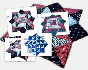 キルティングスターテーブルトッパーのパターン：チャームパック対応（PDFパターン）