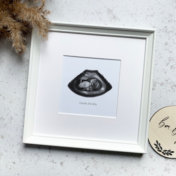 Framed Baby Scan Watercolour Print, Personalised Digital Ultrasound Art Print, Pregnancy Gift, Ultrasound Art, Nursery Print, Baby Scan Art