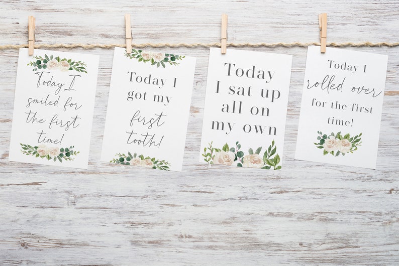 New Baby Gift Baby Pregnancy Baby Memories Baby Announcement 24 Milestones Unisex Baby Milestone Cards 12 Cards Baby Shower Gift