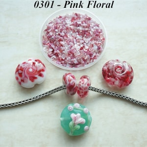 0301 - Pink Floral - Glass Frit Blend - K1 - COE 92-96 (can be used on glass with COE 90 till 104) - 25 gr - Sra