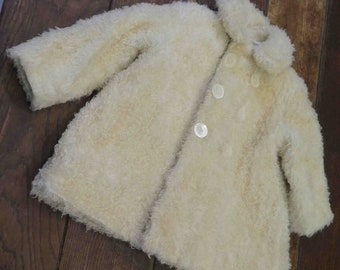 Cozy Jacket for ChillyBaby - False Curly Lamb Fur- vintage France- 1950-