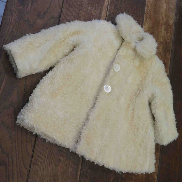 Cozy Jacket for ChillyBaby - False Curly Lamb Fur- vintage France- 1950- un petit château