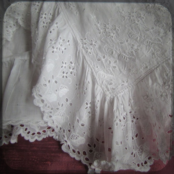 Antique Victorian French Christening Cape Embroid… - image 4