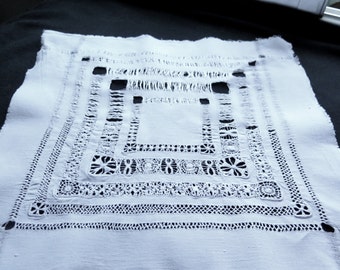 Beautiful Little Girl' School White Work - Linen embroideries- Hemstitches - Linen - learning hemstitches exercices