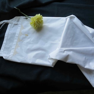 Undershirt or Baby Doll - Vintage from France-Art deco -thin white cotton -yellow embroideries - monogram-L F -
